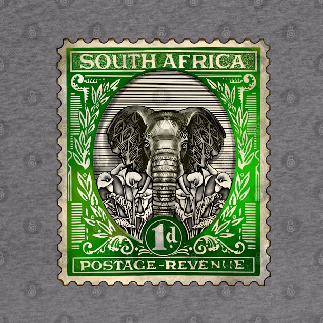 African Elephant Stamp by Marike Korting Art